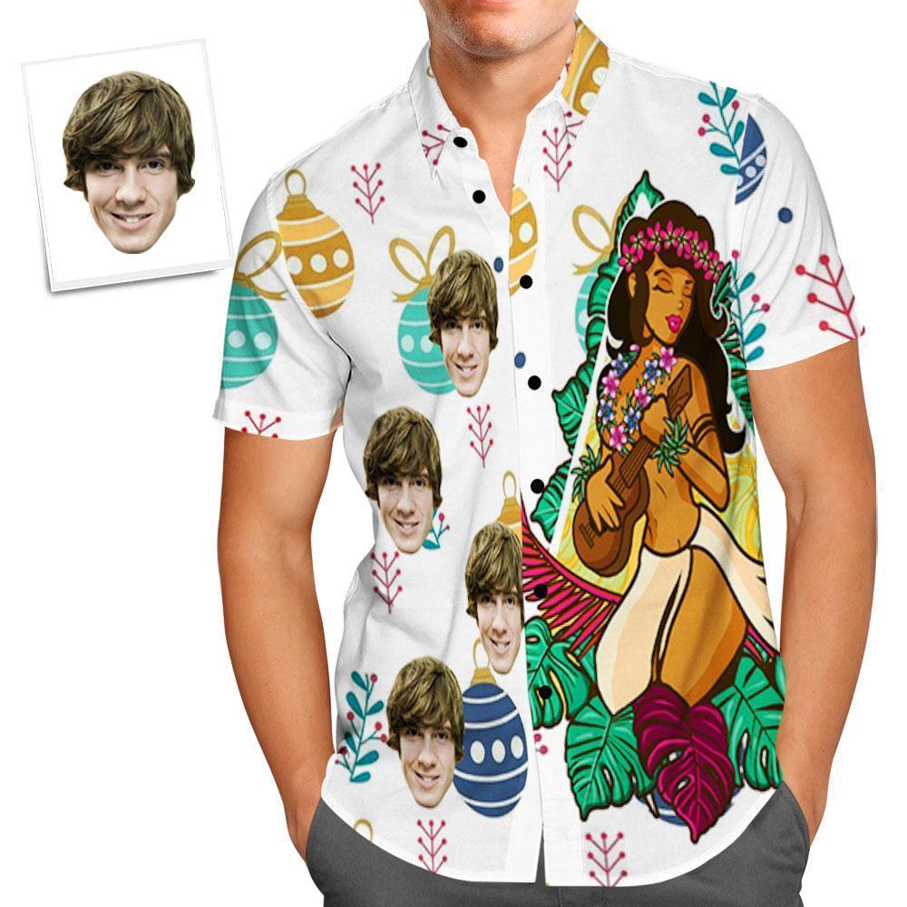 Custom Face Shirt Personalised Photo Men's Hawaiian Shirt Christmas Gift - Hawaiian Girl