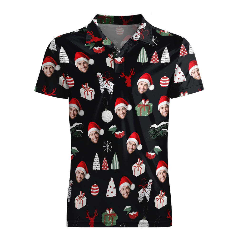 Men's Custom Face Shirt Personalised Short Sleeve Golf Shirts Merry Christmas Gift - MyFaceUnderwearAU