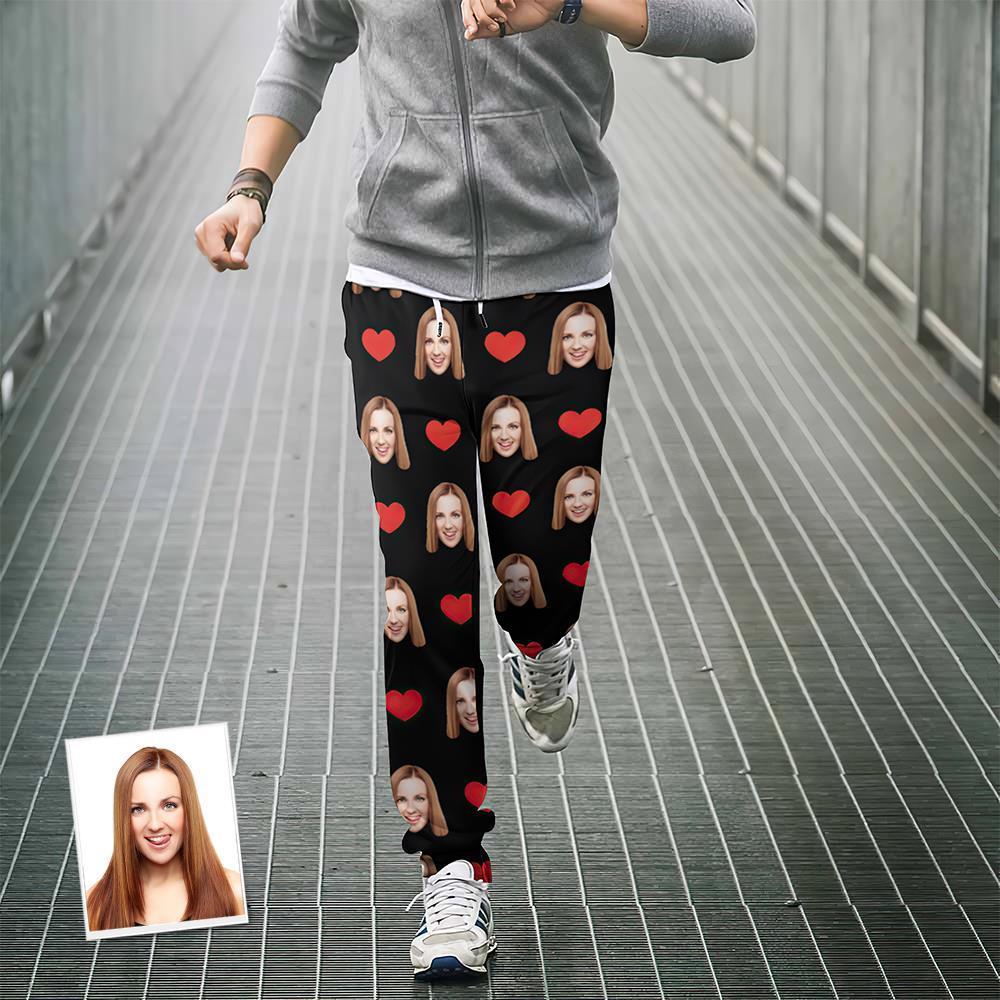Custom Sweatpants Unisex Joggers with Face Heart Pattern - MyFaceUnderwearAU