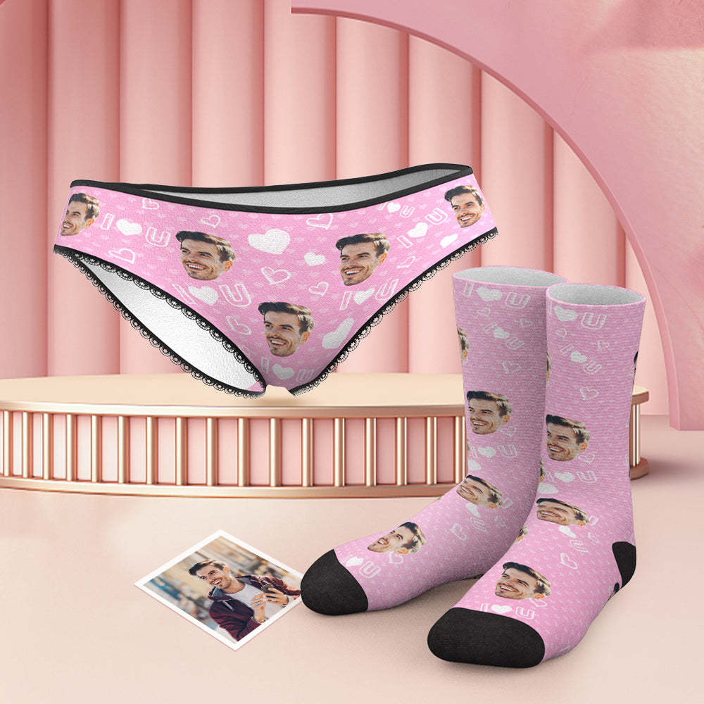 Custom Face Panties And Socks Set - I Love You - MyFaceUnderwearAU