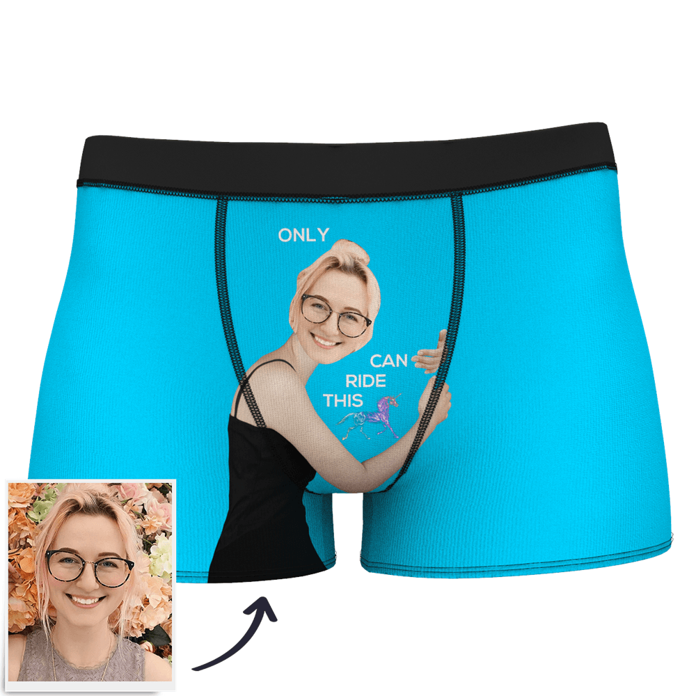 Blue Men's Custom Face On Body Boxer Shorts - My Horse