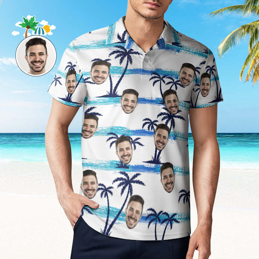Custom Face Polo Shirt Personalised Hawaiian Golf Shirts For Men