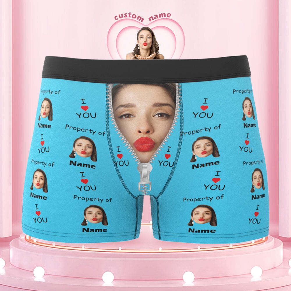 Customized Boxer Briefs I Love You Property of Name Men's Personalised Underwear Funny Gift - MyFaceUnderwearAU