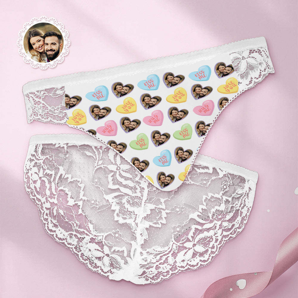 Custom Women Lace Panty Heart Face Sexy Panties Sweet Gift - MyFaceUnderwearAU