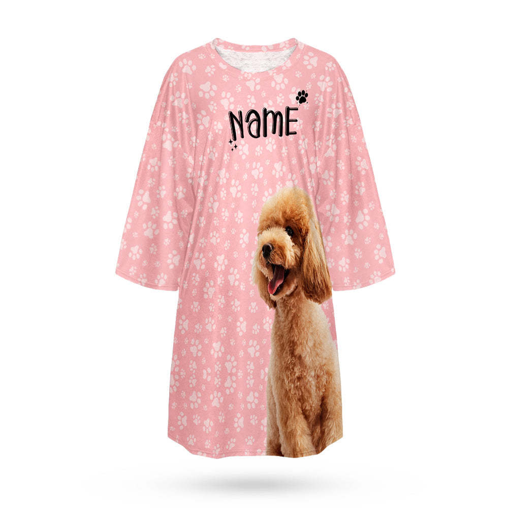 Custom Photo And Name Nightdress Personalised Women's Oversized Nightshirt Footprint Gifts For Her - MyFaceUnderwearAU