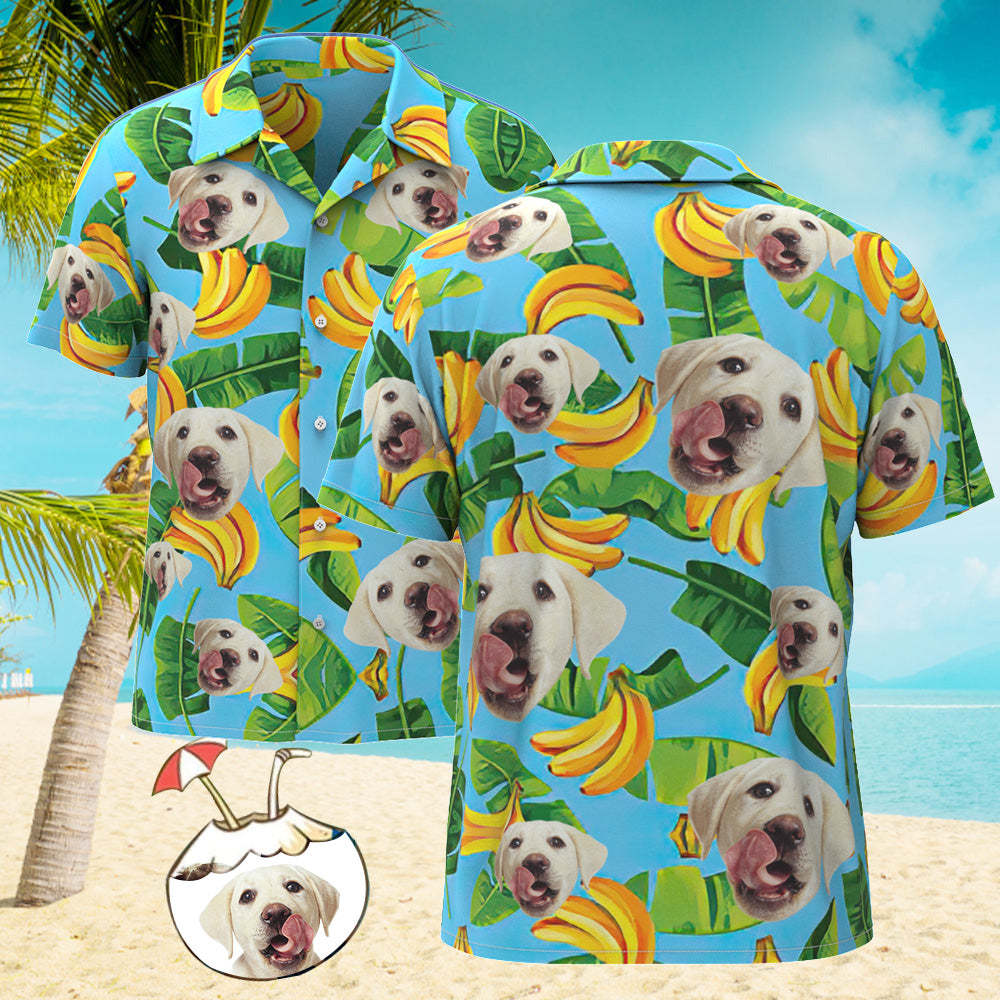 Custom Face Hawaiian Shirt Men's All Over Print Aloha Shirt Gift - Banana