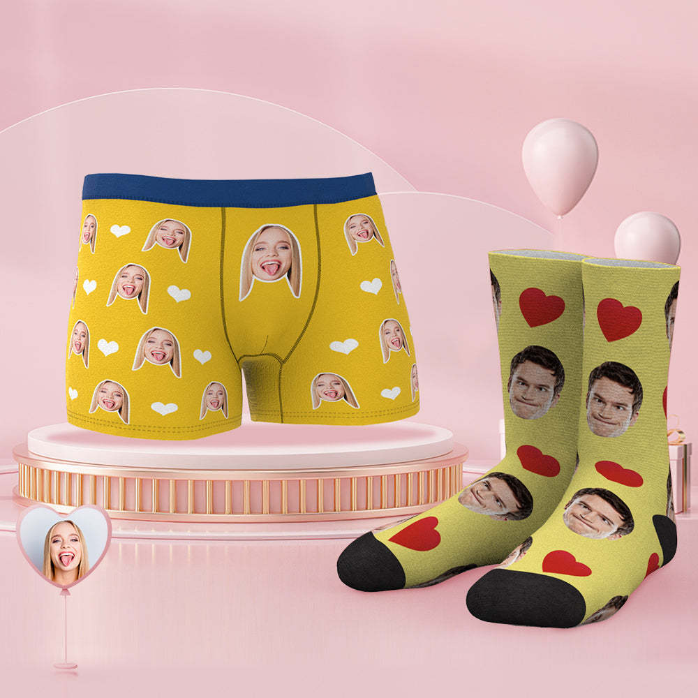 Custom Face Boxer Shorts And Socks Set Best Couple's Gift - MyFaceUnderwearAU
