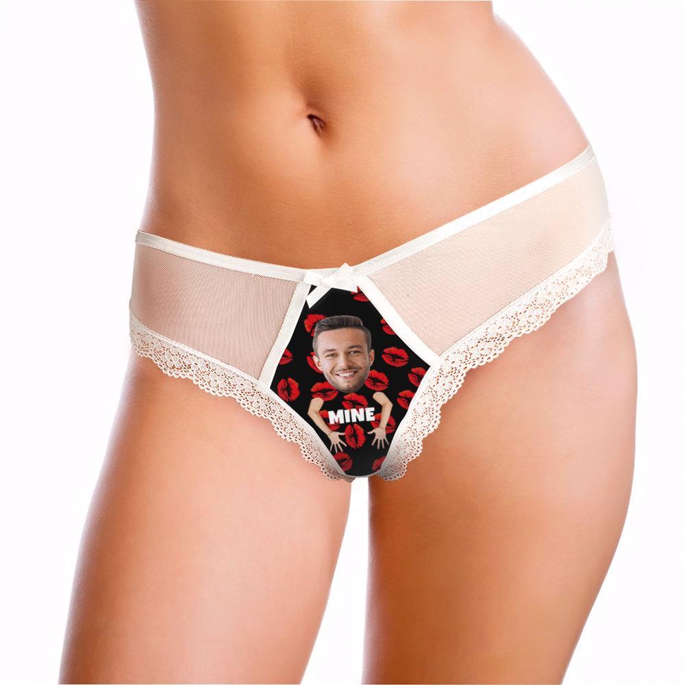 Custom Lace Thong Sexy Lip Lace Panties Funny Gift with Boyfriend Face - MyFaceUnderwearAU