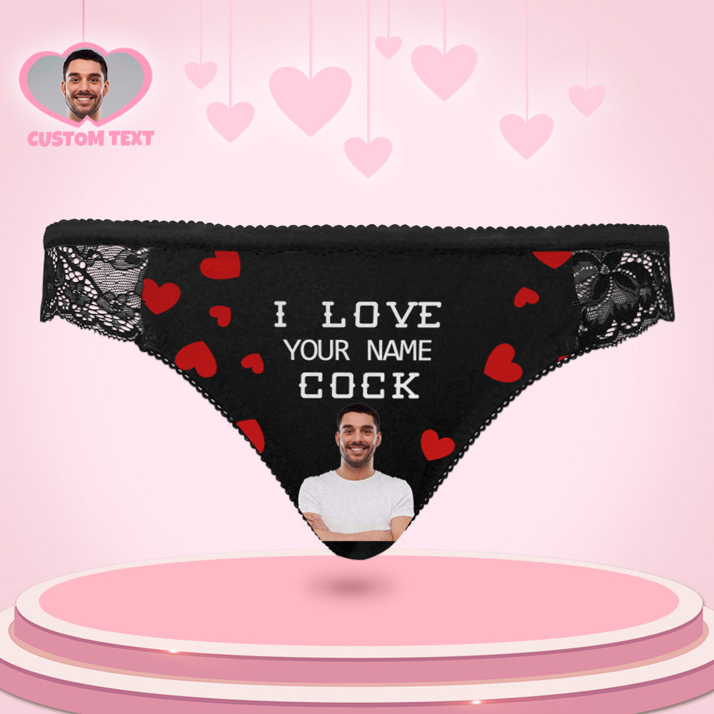 Custom Women Lace Panty I Love Your Cock Face Sexy Panties - MyFaceUnderwearAU