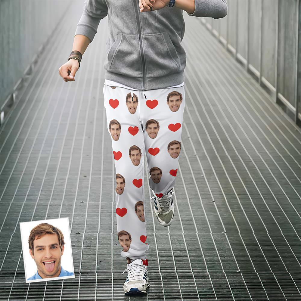 Custom Sweatpants Unisex Joggers with Face Heart Pattern - MyFaceUnderwearAU