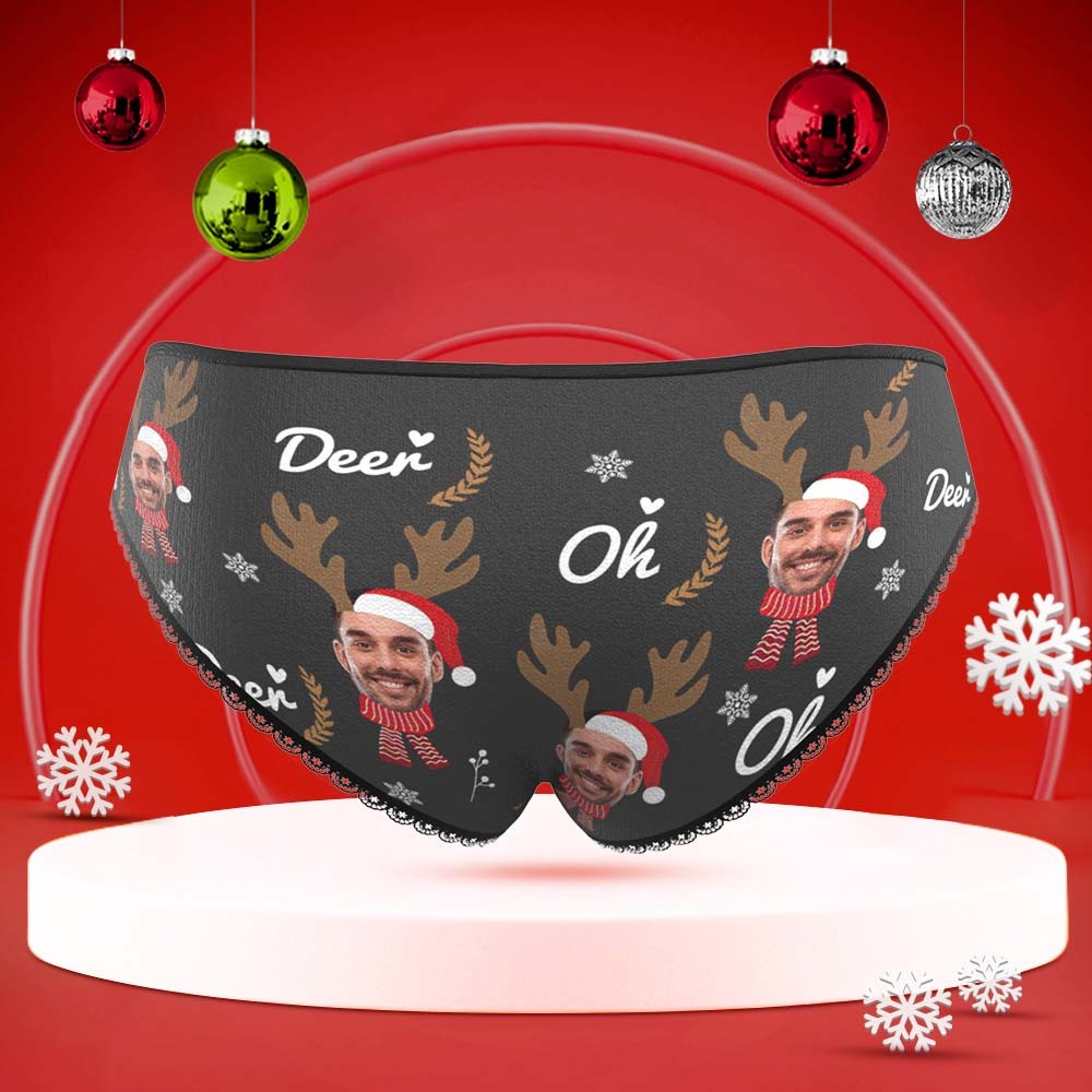 Custom Face Underwear Personalised Women Panties With Photo Christmas Reindeer - MyFaceUnderwearAU