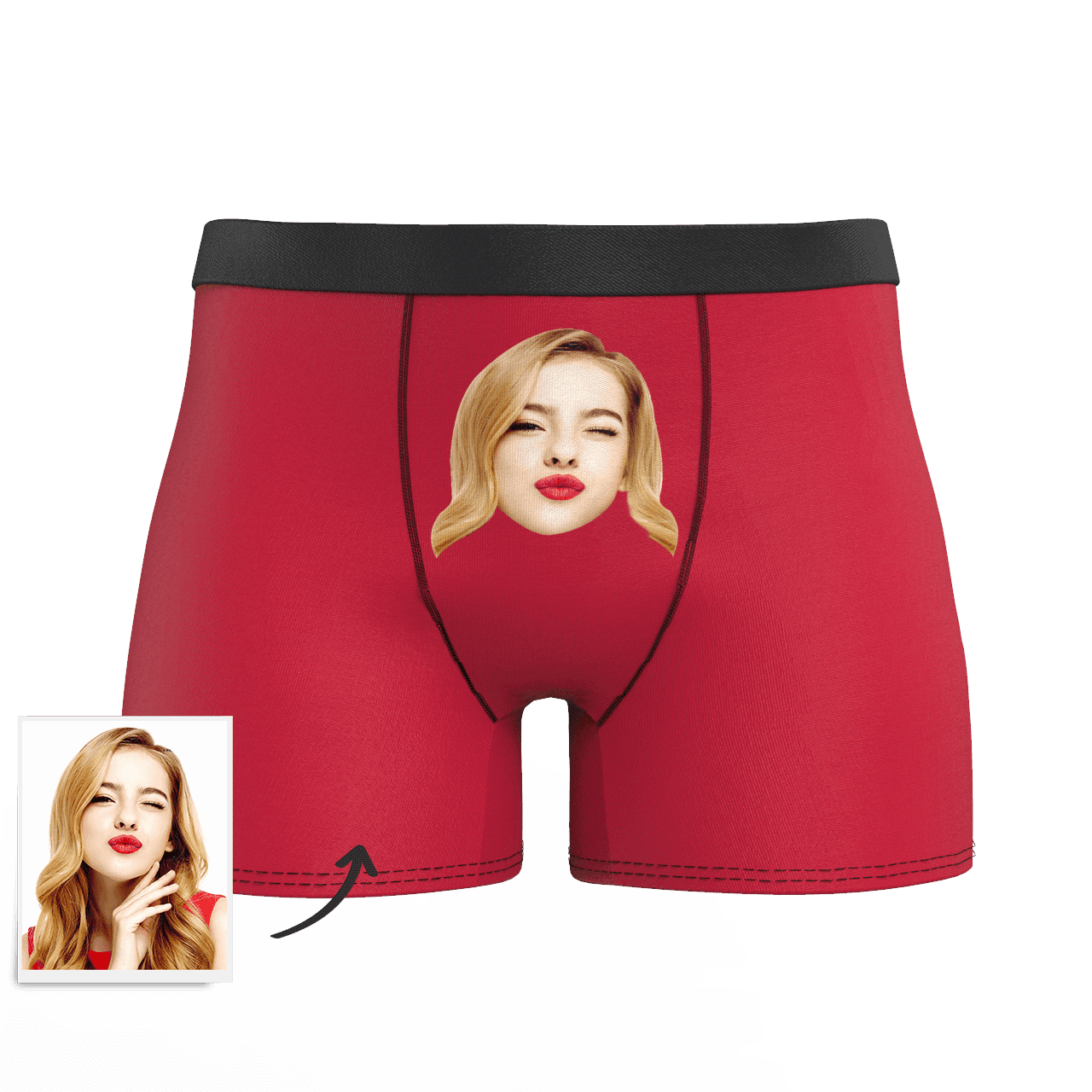 Red Custom Men's Face Colorful Boxer Shorts