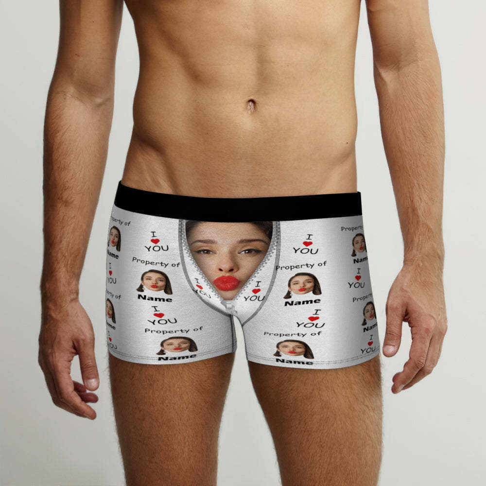 Customized Boxer Briefs I Love You Property of Name Men's Personalised Underwear Funny Gift - MyFaceUnderwearAU