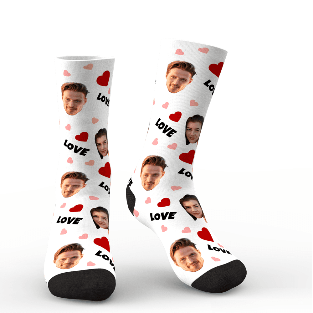 Custom Love And Face On Crew Socks