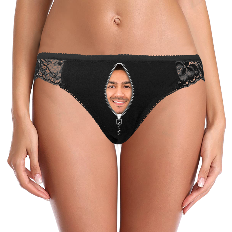 Lace Panty Custom Face behind zipper Panties