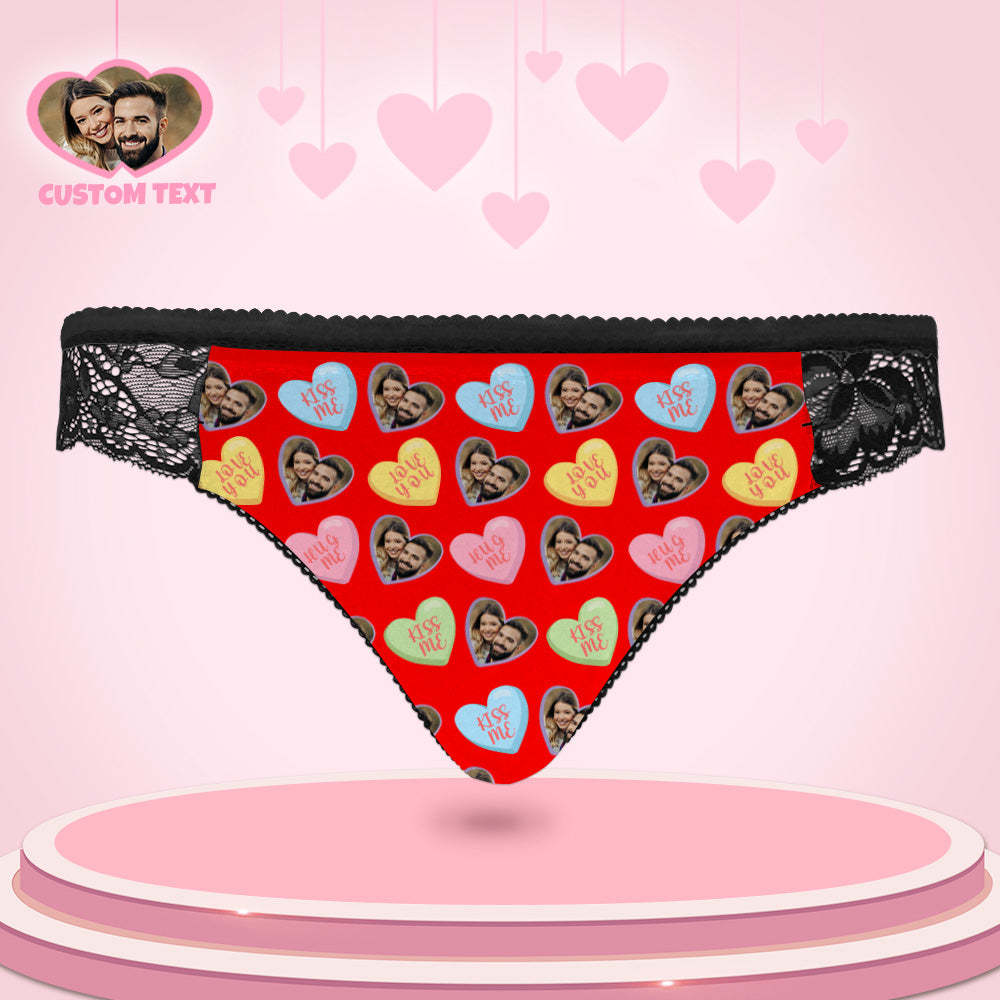 Custom Women Lace Panty Heart Face Sexy Panties Sweet Gift - MyFaceUnderwearAU