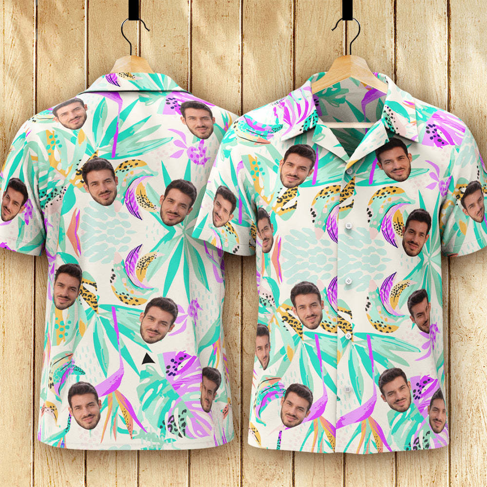 Custom Face Hawaiian Shirt Men's All Over Print Aloha Shirt Gift - Fresh Flowers