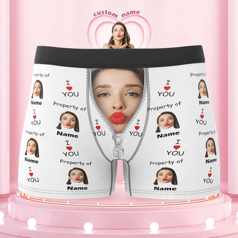 Customized Boxer Briefs I Love You Property of Name Men's Personalised Underwear Funny Gift - MyFaceUnderwearAU