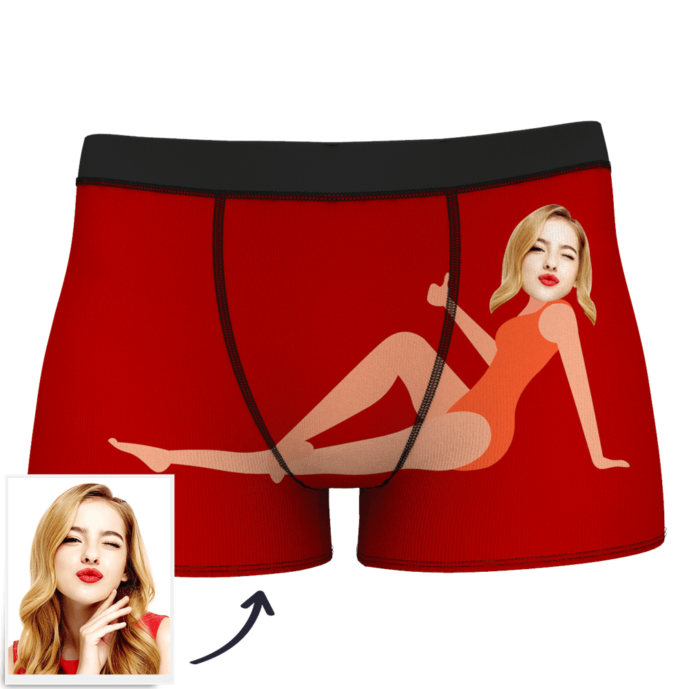 Red Men's Custom Face On Body Boxer Shorts - Awesome