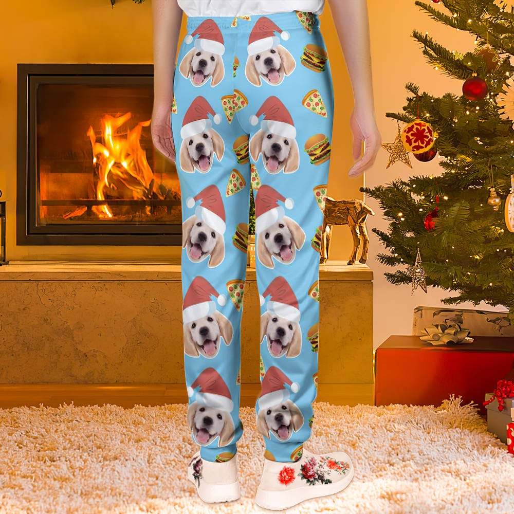 Custom Face Christmas Sweatpants Unisex Joggers with Pizza and Burger - MyFaceUnderwearAU