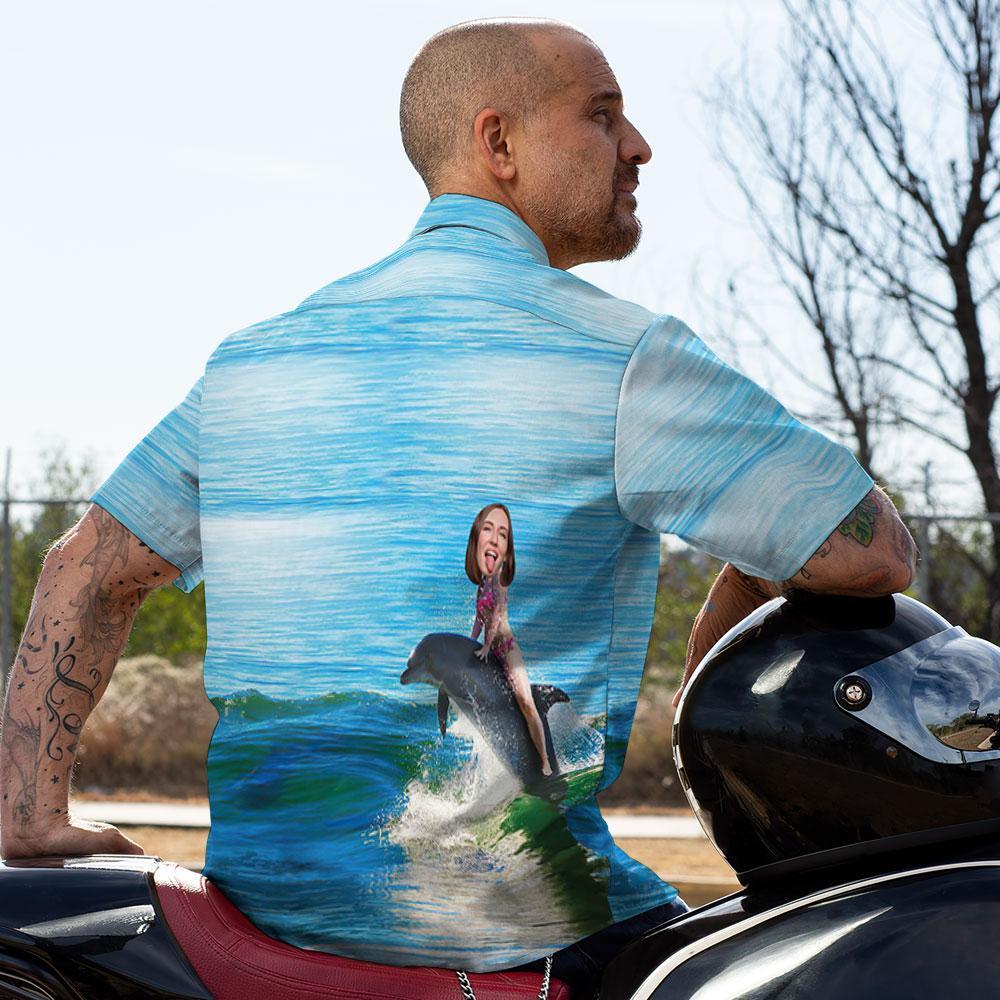 Custom Face Hawaiian Shirt Sea & Dolphin Aloha Beach Shirt