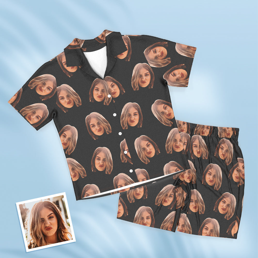 Custom Face Pajamas Softest Couple Pajamas Personalised Unisex Short Sleeved Shirt and Pants For Love