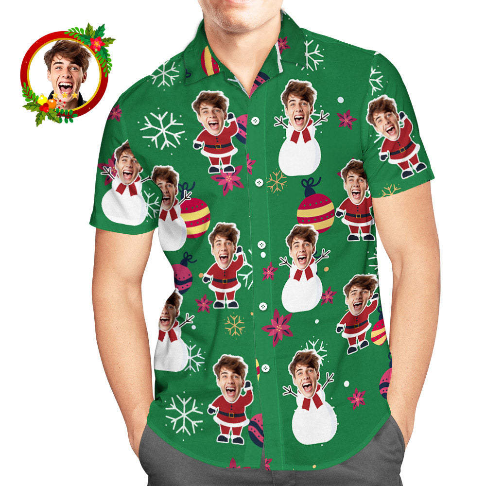 Custom Face Hawaiian Shirt Christmas Ball Men's Christmas Shirts - MyFaceUnderwearAU