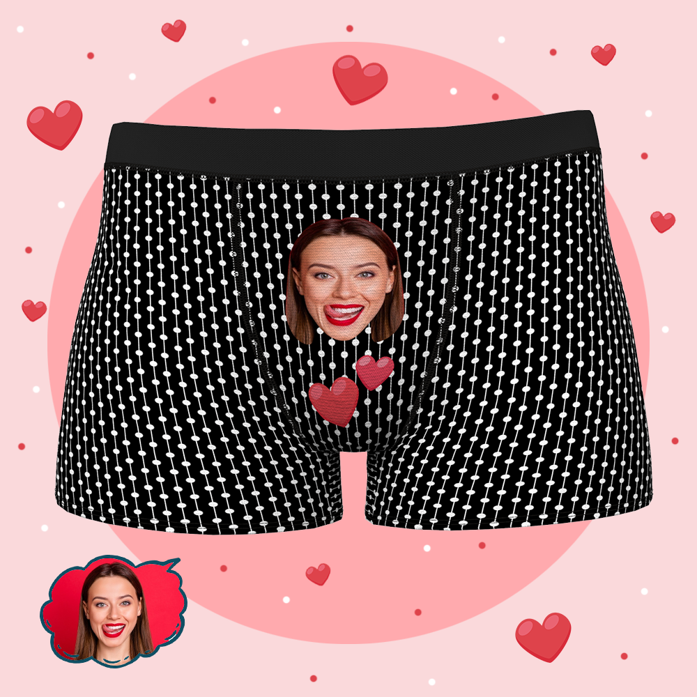 Custom Men Photo Boxer Dots Briefs with Girlfriend Face