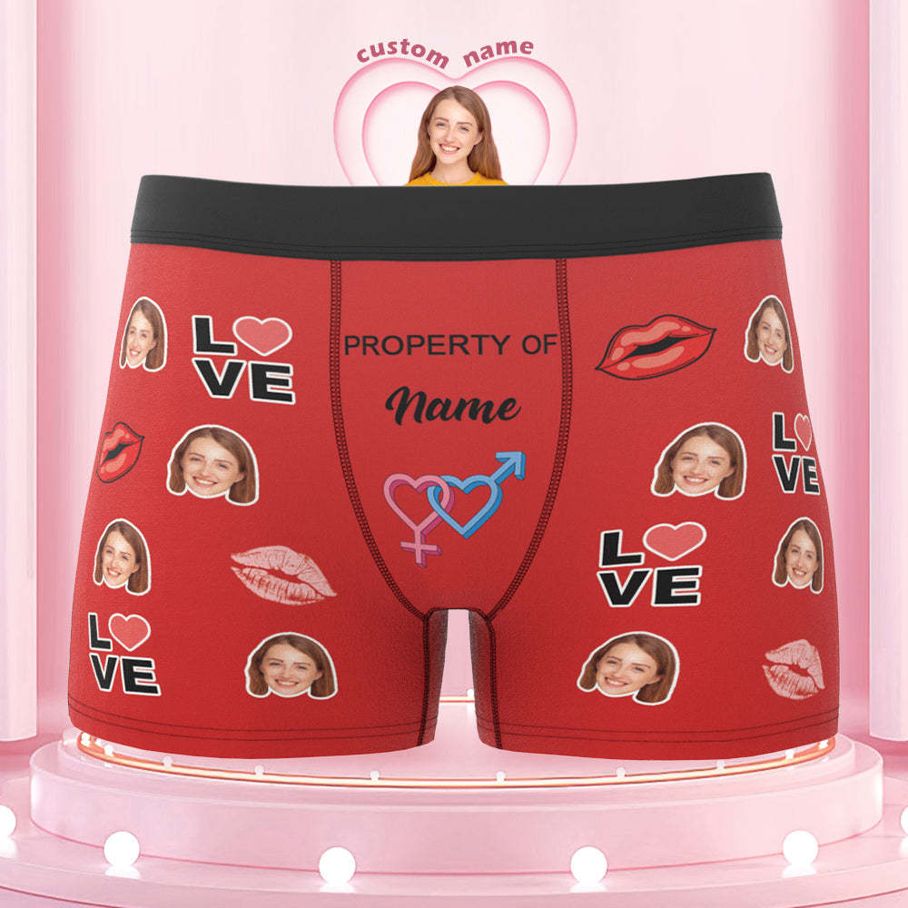 Custom Face Boxer Briefs Property of Name Personalised Naughty Gift for Him - MyFaceUnderwearAU