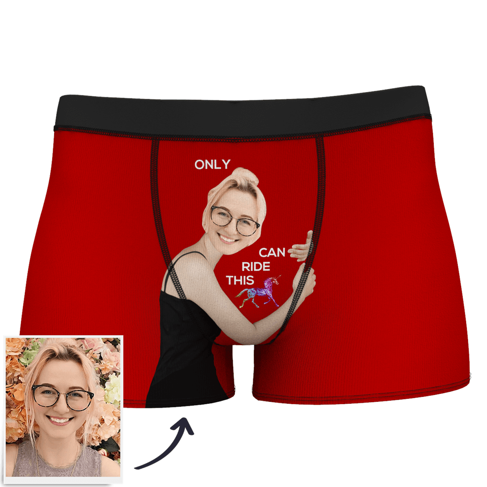 Red Men's Custom Face On Body Boxer Shorts - My Horse