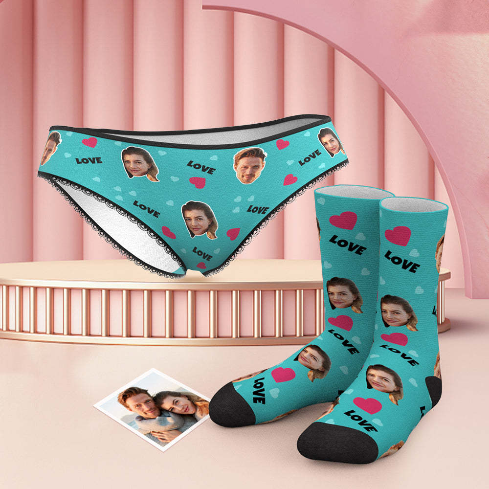 Custom Face Panties And Socks Set - Love - MyFaceUnderwearAU