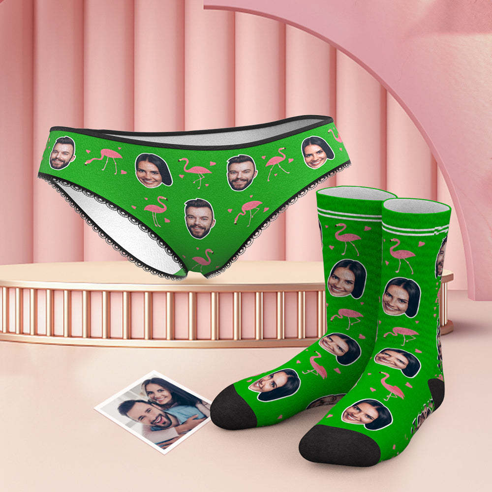 Custom Face Panties And Socks Set - Flamingo - MyFaceUnderwearAU