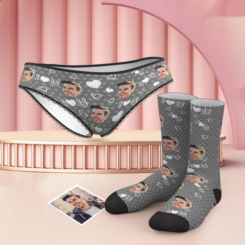 Custom Face Panties And Socks Set - I Love You - MyFaceUnderwearAU