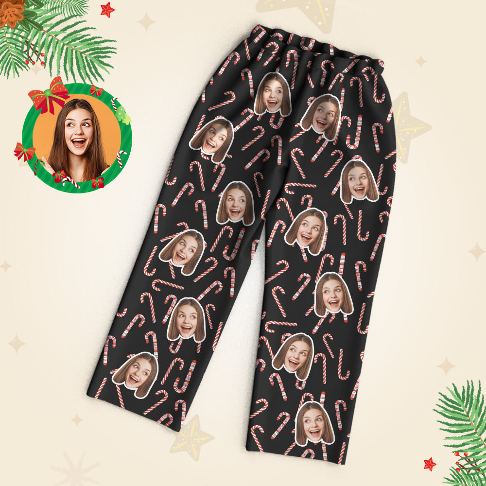 Custom Face Pajamas Candy Cane Personalised Plush Christmas Gift