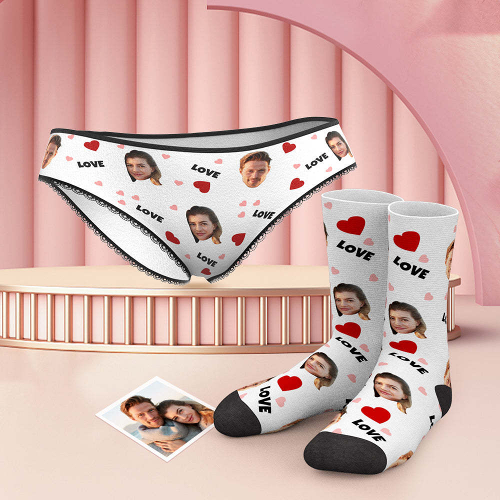 Custom Face Panties And Socks Set - Love - MyFaceUnderwearAU