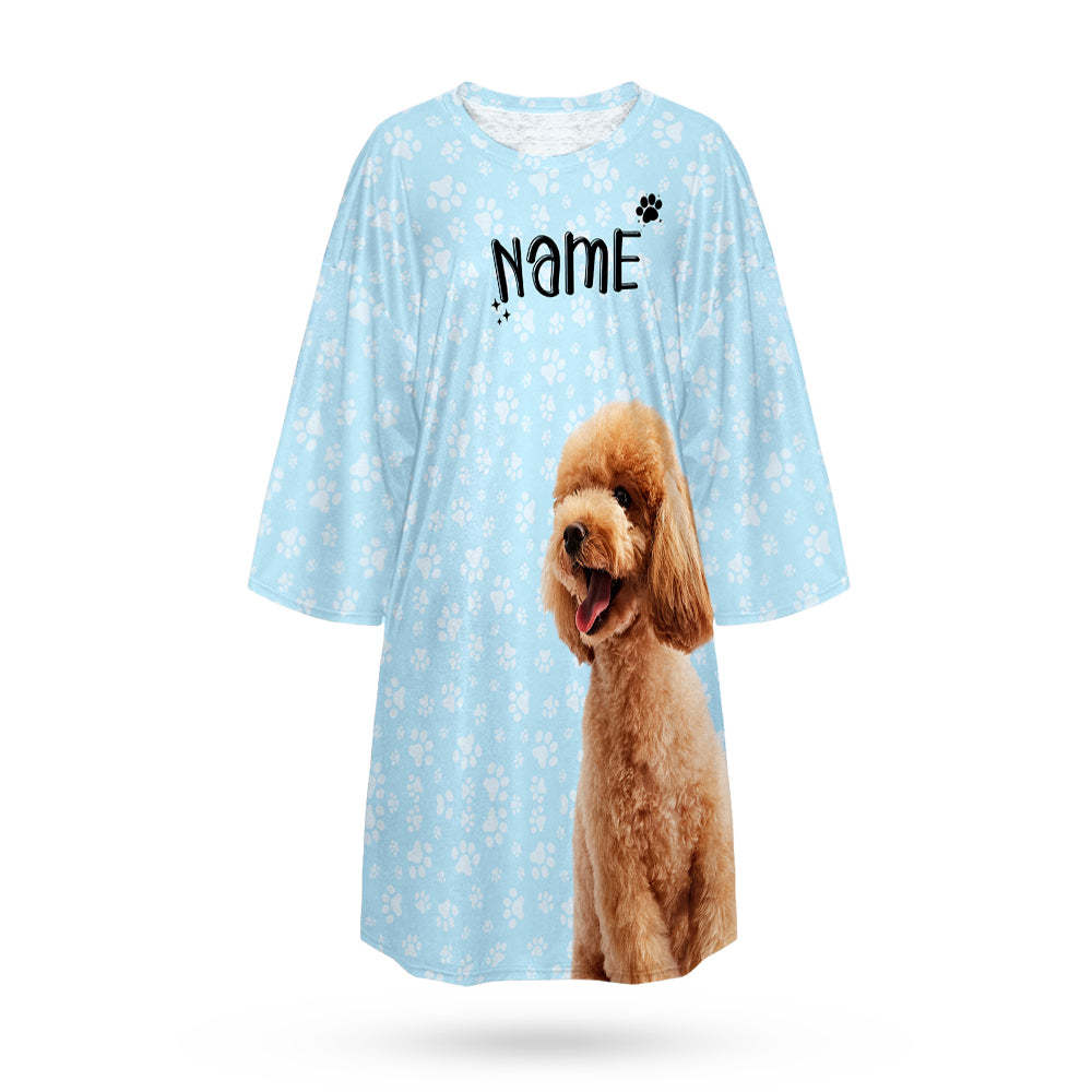 Custom Photo And Name Nightdress Personalised Women's Oversized Nightshirt Footprint Gifts For Her - MyFaceUnderwearAU