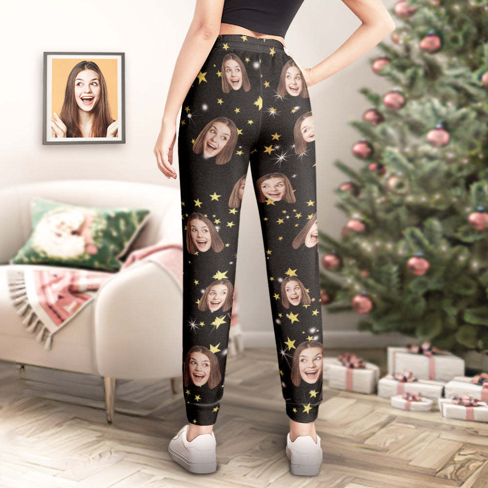 Custom Face Sweatpants Christmas Stars Personalised Unisex Joggers Funny Christmas Gift - MyFaceUnderwearAU