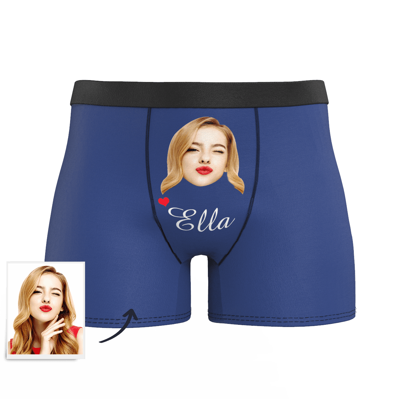 Smoky Blue Custom Men's Face And Name Colorful Boxer Shorts