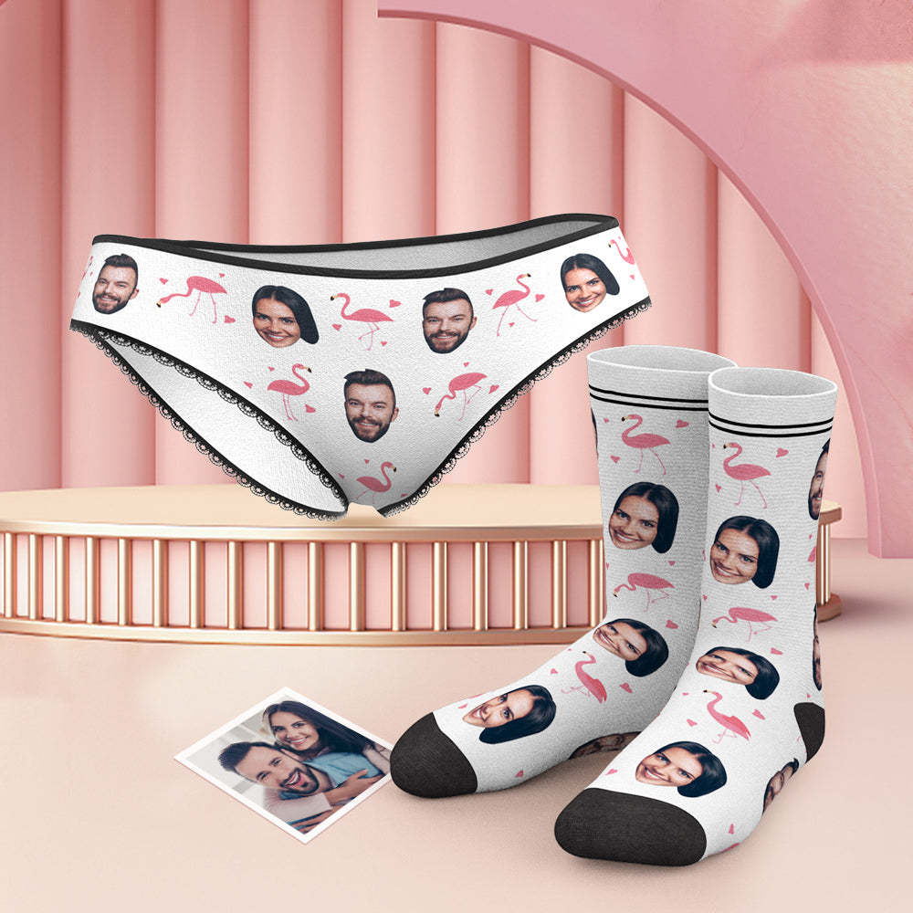 Custom Face Panties And Socks Set - Flamingo - MyFaceUnderwearAU