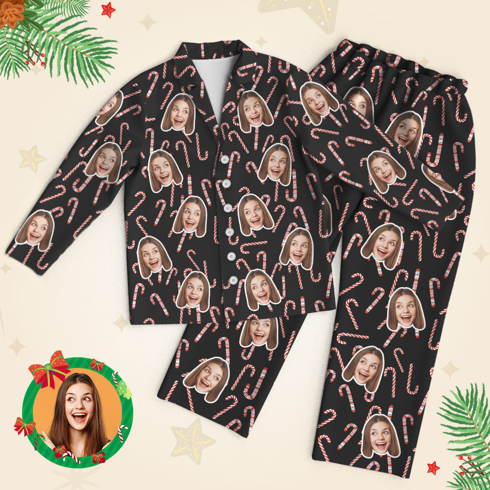 Custom Face Pajamas Candy Cane Personalised Plush Christmas Gift