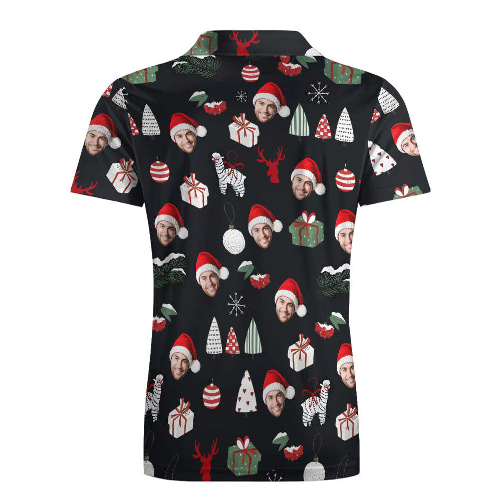 Men's Custom Face Shirt Personalised Short Sleeve Golf Shirts Merry Christmas Gift - MyFaceUnderwearAU