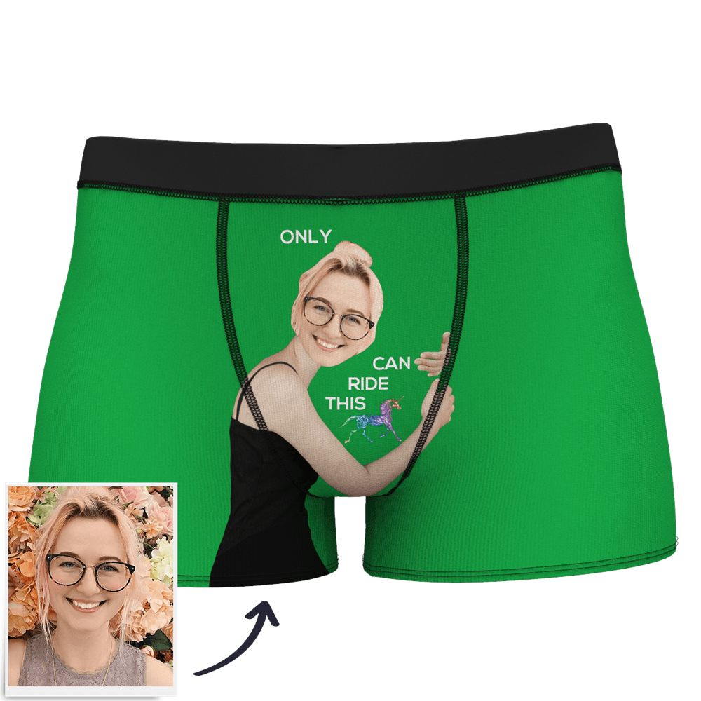 Green Men's Custom Face On Body Boxer Shorts - My Horse