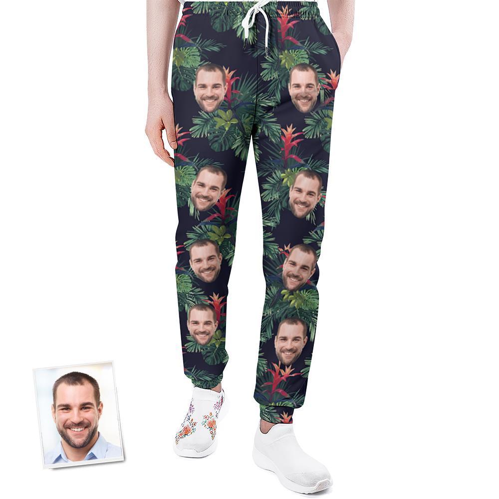 Custom Face Sweatpants Personalised Leaves Design Unisex Joggers - Gift for Lover - MyFaceUnderwearAU