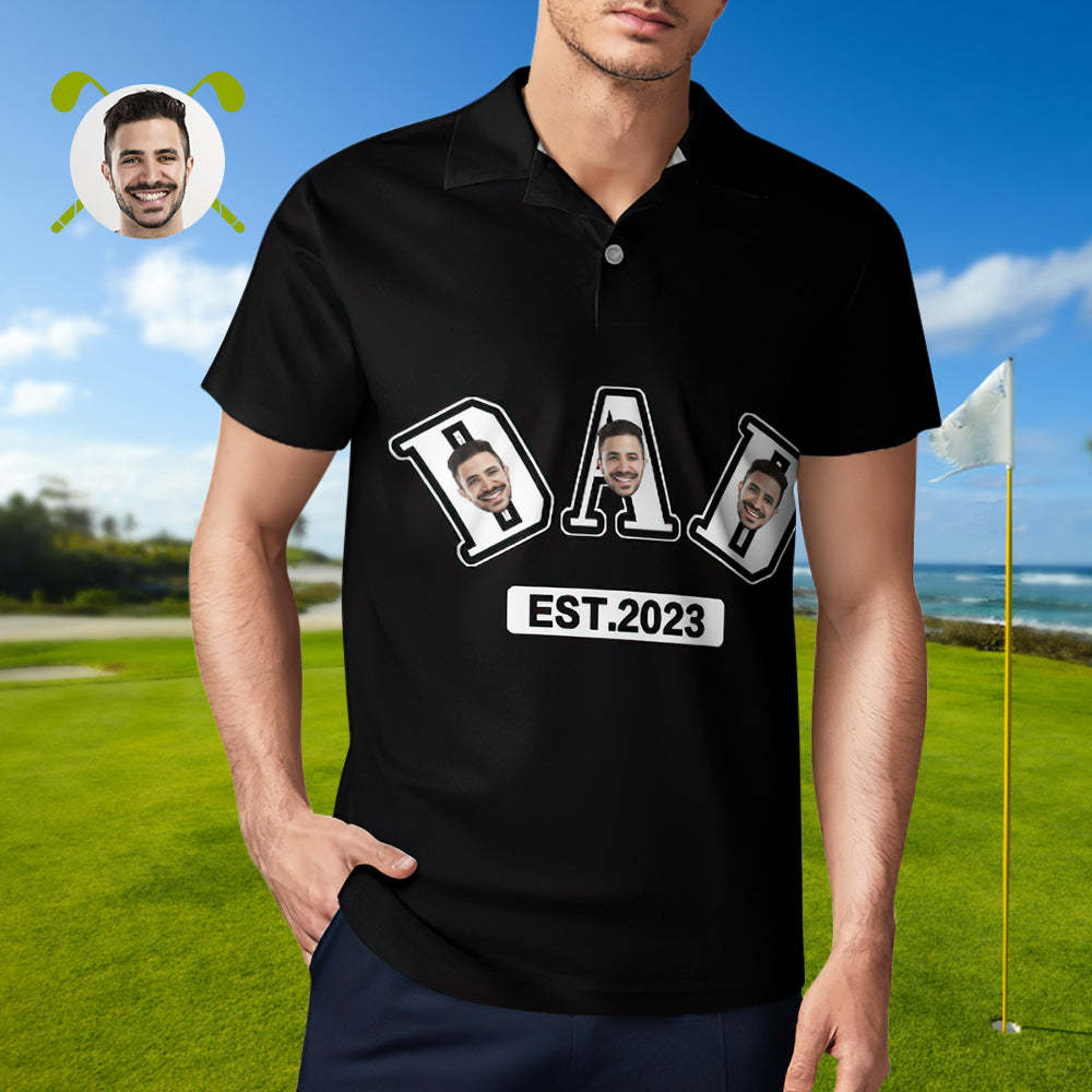 Men's Custom Face Polo Shirt Personalised Father's Day Hawaiian Golf Shirts