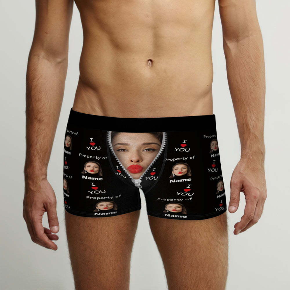 Customized Boxer Briefs I Love You Property of Name Men's Personalised Underwear Funny Gift - MyFaceUnderwearAU