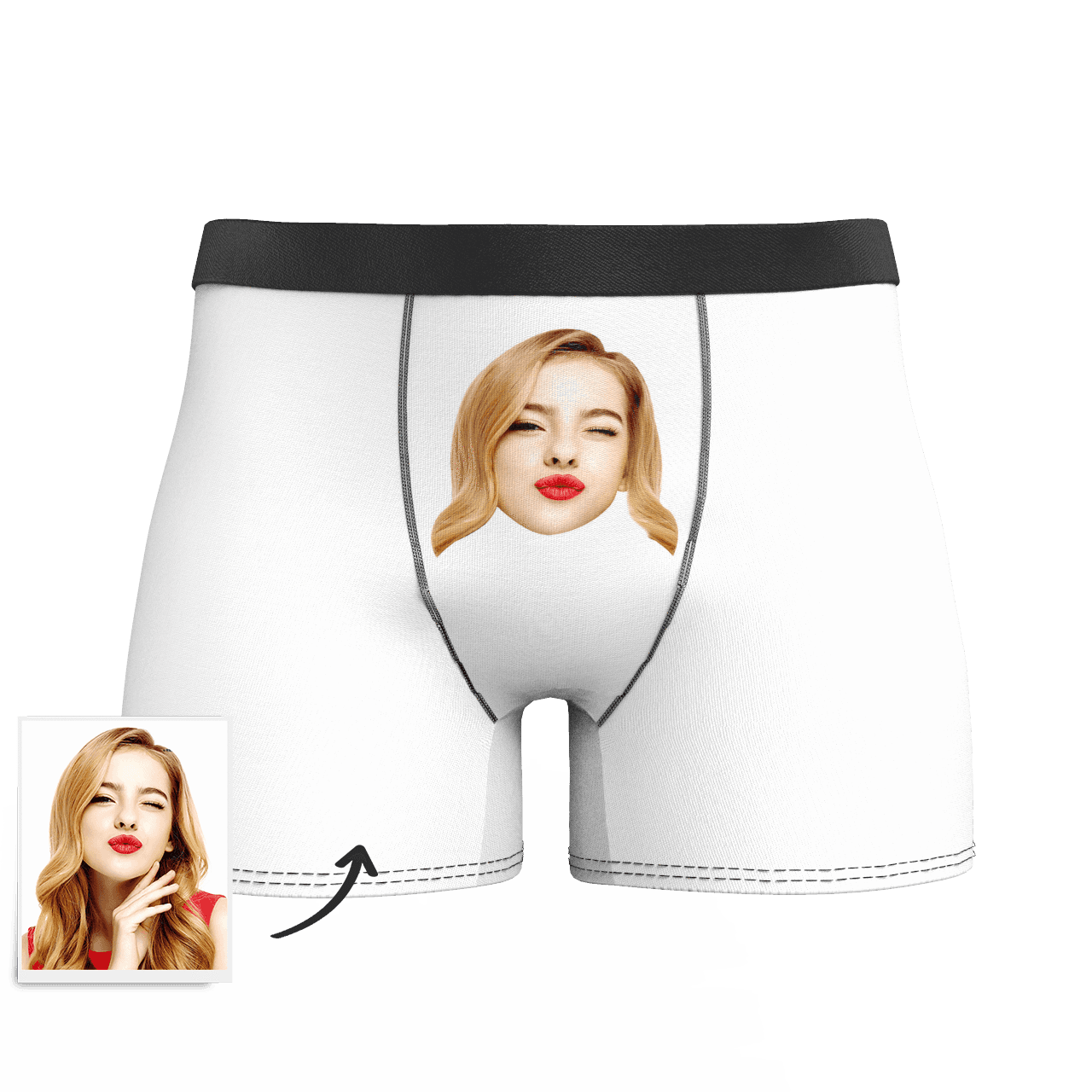 White Custom Men's Face Colorful Boxer Shorts