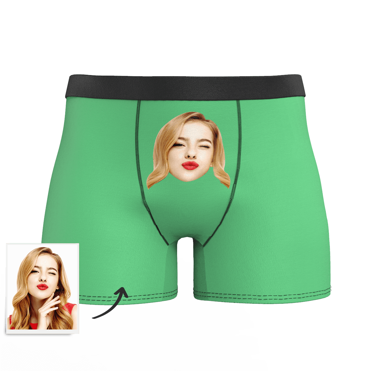 Light Green Custom Men's Face Colorful Boxer Shorts