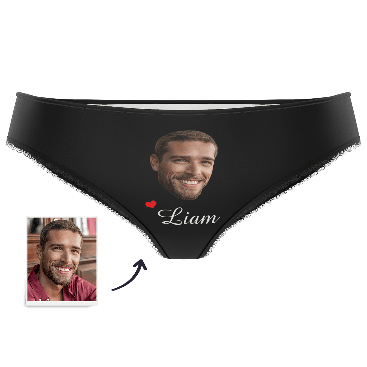 Black Couple Plain Women's Custom Face And Name Colorful Panties