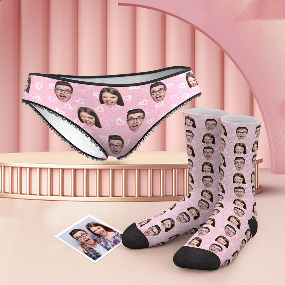 Custom Face Colorful Panties And Socks Set - Heart - MyFaceUnderwearAU