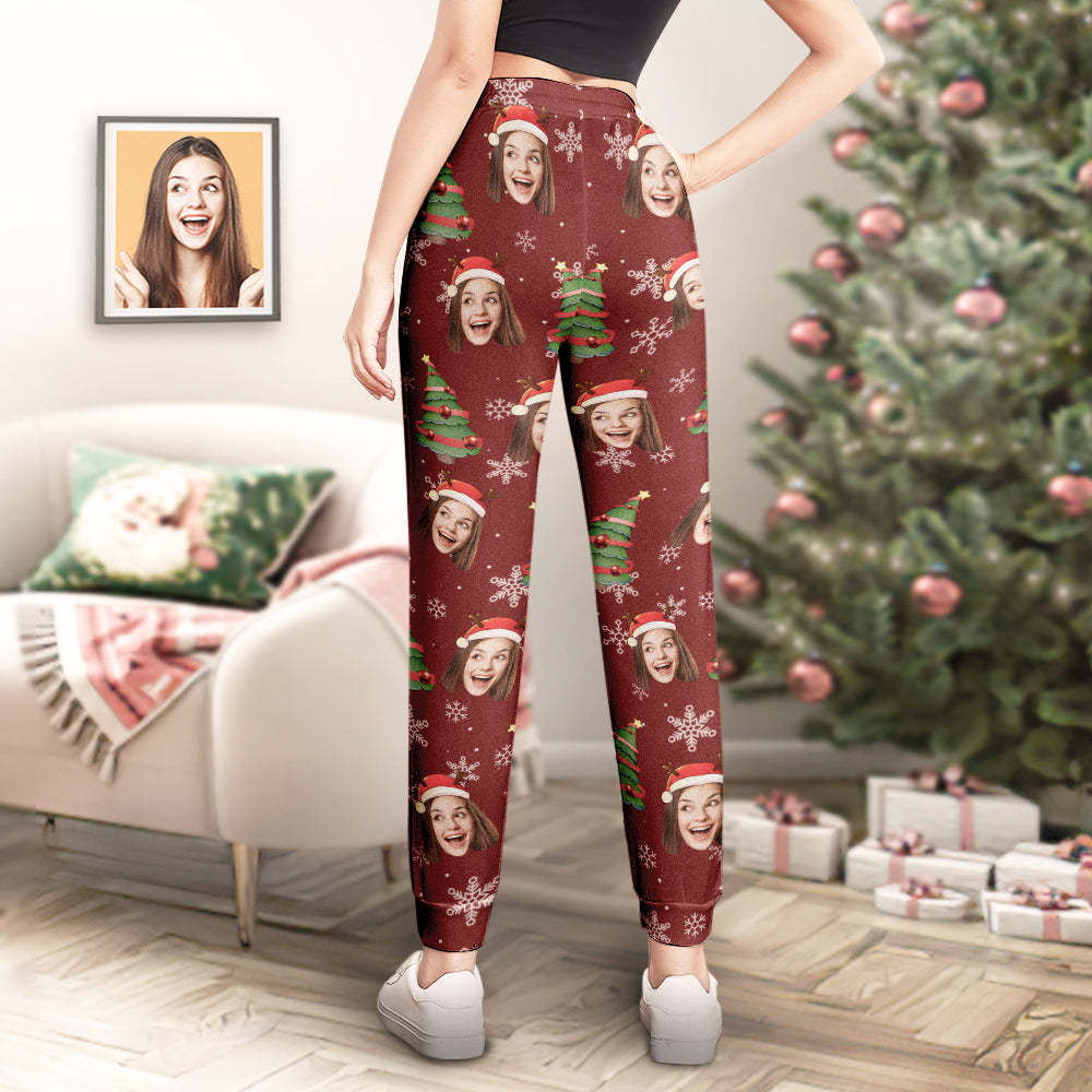 Custom Face Christmas Sweatpants Trousers Red Personalised Unisex Joggers Funny Christmas Gift - MyFaceUnderwearAU